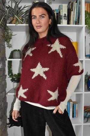 Big Softie Star Short Sleeve Knit Burgundy